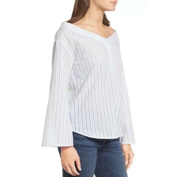 Treasure & Bond Tops - Treasure & Bond Button Down Off The Shoulder Shirt